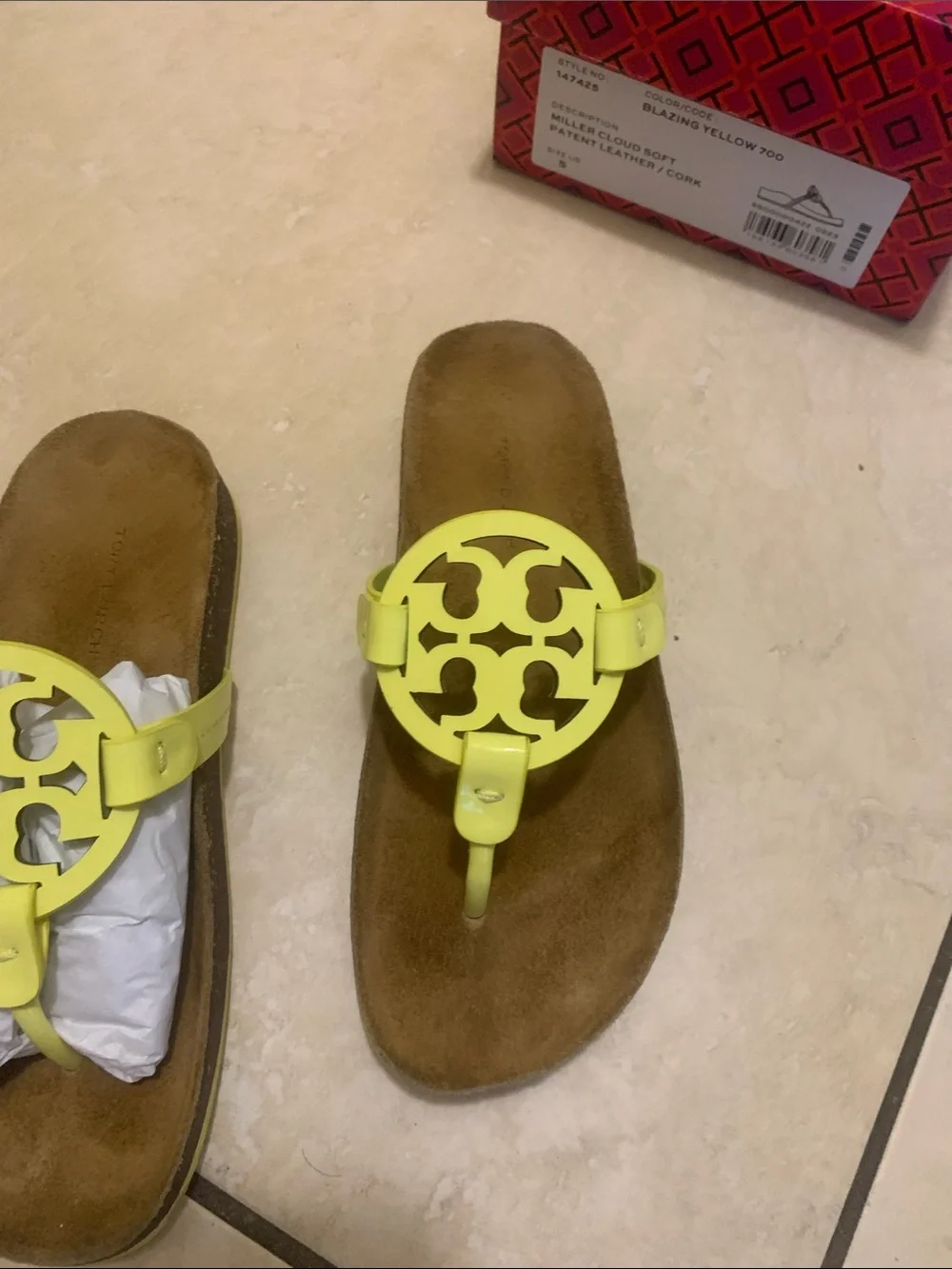 Yellow Logo Thong Sandals